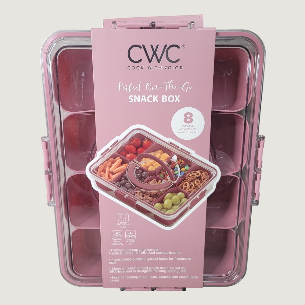Cook With Color Perfect On-The-Go Snack Box Pink 8 Compartment WASNKB4 Travel